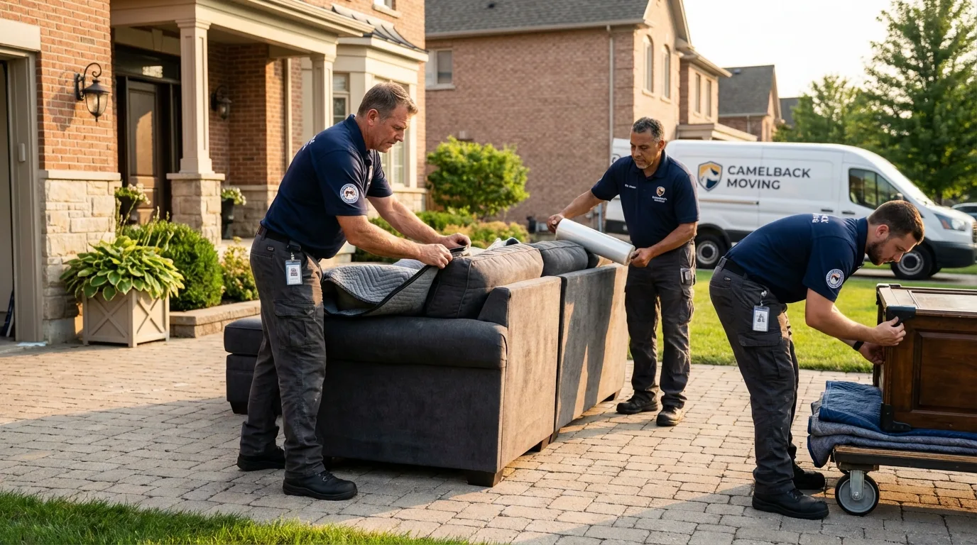 Large estate moving crew wrapping furniture in Eagle Grove, IA
