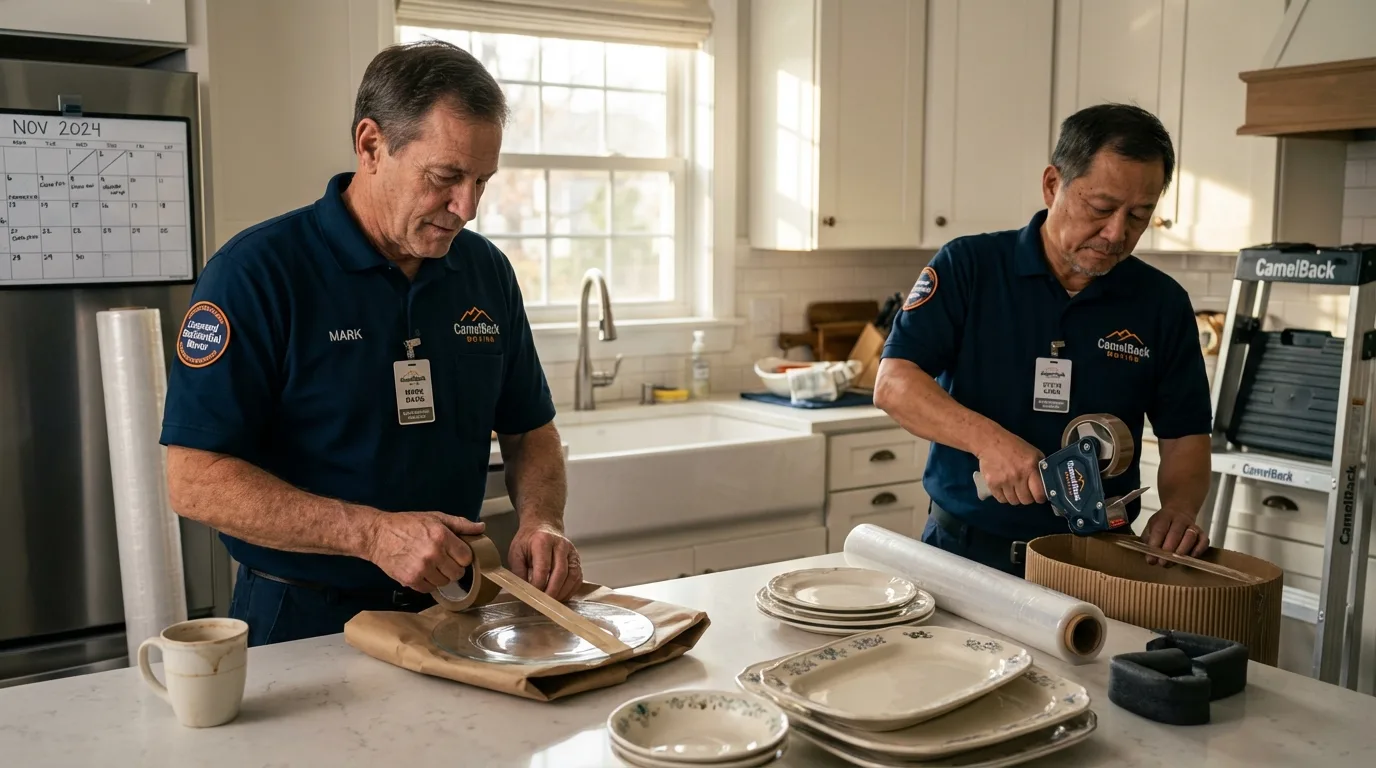 Professional crew packing kitchen dishware in Eagle Grove, IA